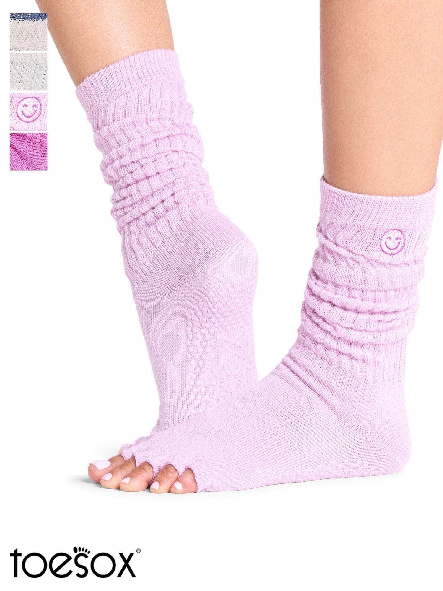 [ToeSox] Slouch (Half-Toe) Grip Socks / Yoga Pilates Socks with Anti-Slip 25SS_D2 2502 Crew Length
