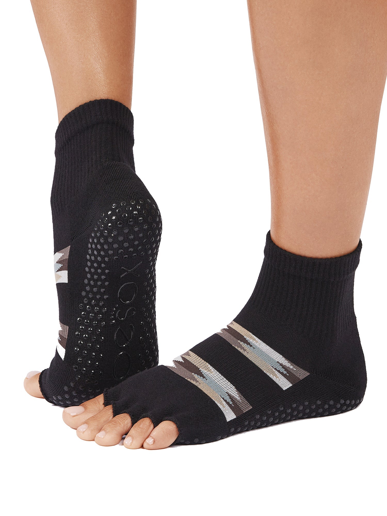 [ToeSox] Melody Ultra Fine Knit メロディー ウルトラファインニット（Half-Toe／つま先なし） グリップ ソックス／ ヨガ ピラティス 滑り止め付 靴下 クルー丈 25FW_D1