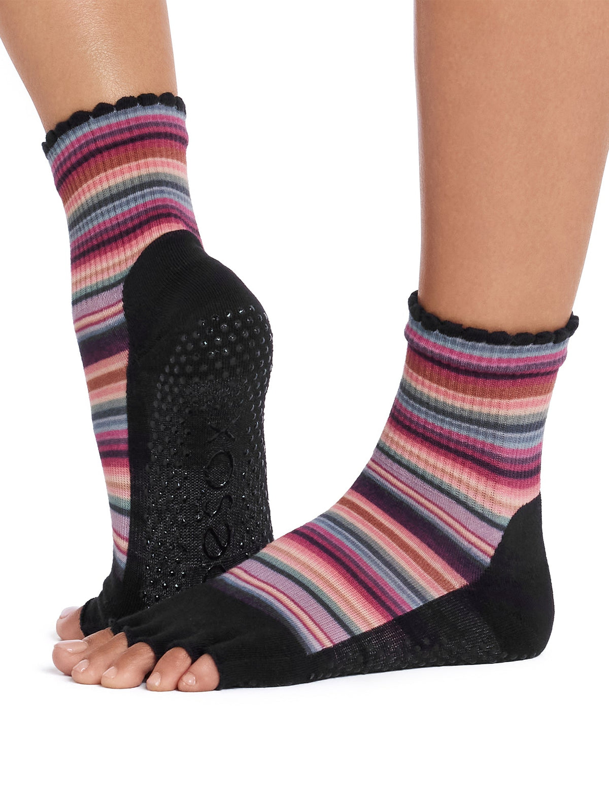 [限定SALE][ToeSox] Melody Ultra Fine Knit メロディー ウルトラファインニット（Half-Toe／つま先なし） グリップ ソックス／ ヨガ ピラティス 滑り止め付 靴下 クルー丈 26SS_D2 [EX]  26FW_D2