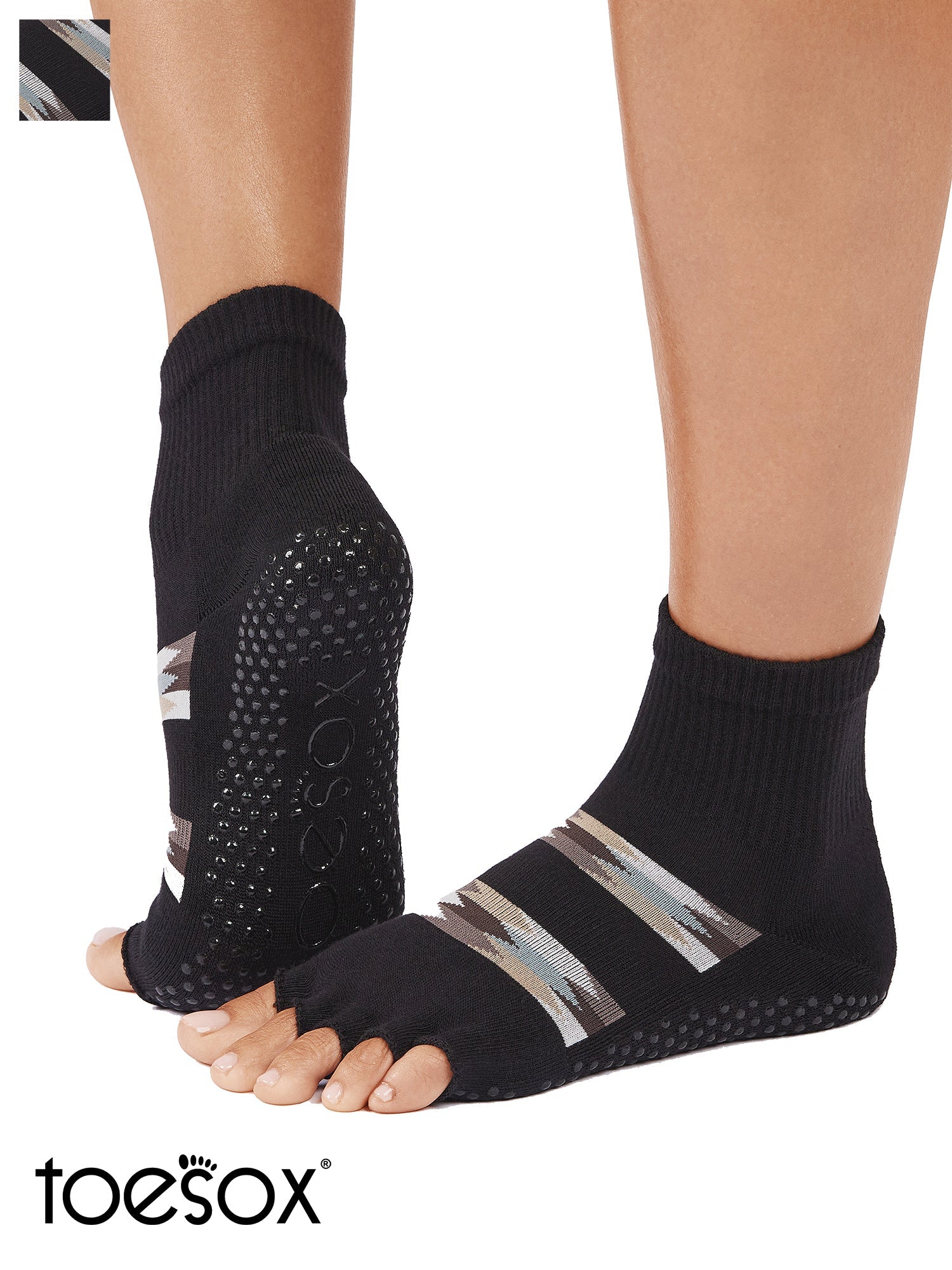 [ToeSox] Melody Ultra Fine Knit メロディー ウルトラファインニット（Half-Toe／つま先なし） グリップ ソックス／ ヨガ ピラティス 滑り止め付 靴下 クルー丈 25FW_D1