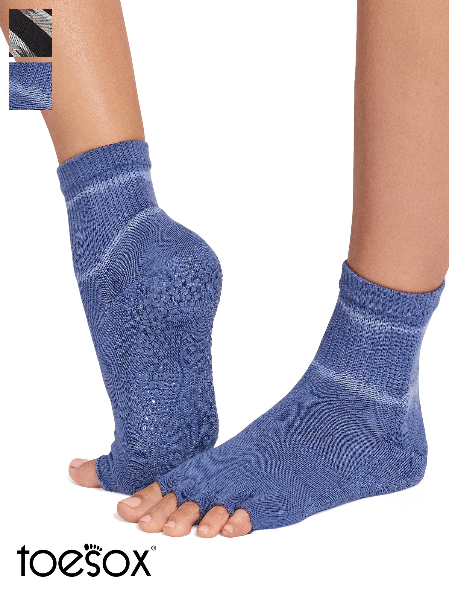 [ToeSox] Melody Ultra Fine Knit メロディー ウルトラファインニット（Half-Toe／つま先なし） グリップ ソックス／ ヨガ ピラティス 滑り止め付 靴下 クルー丈 26SS_D2