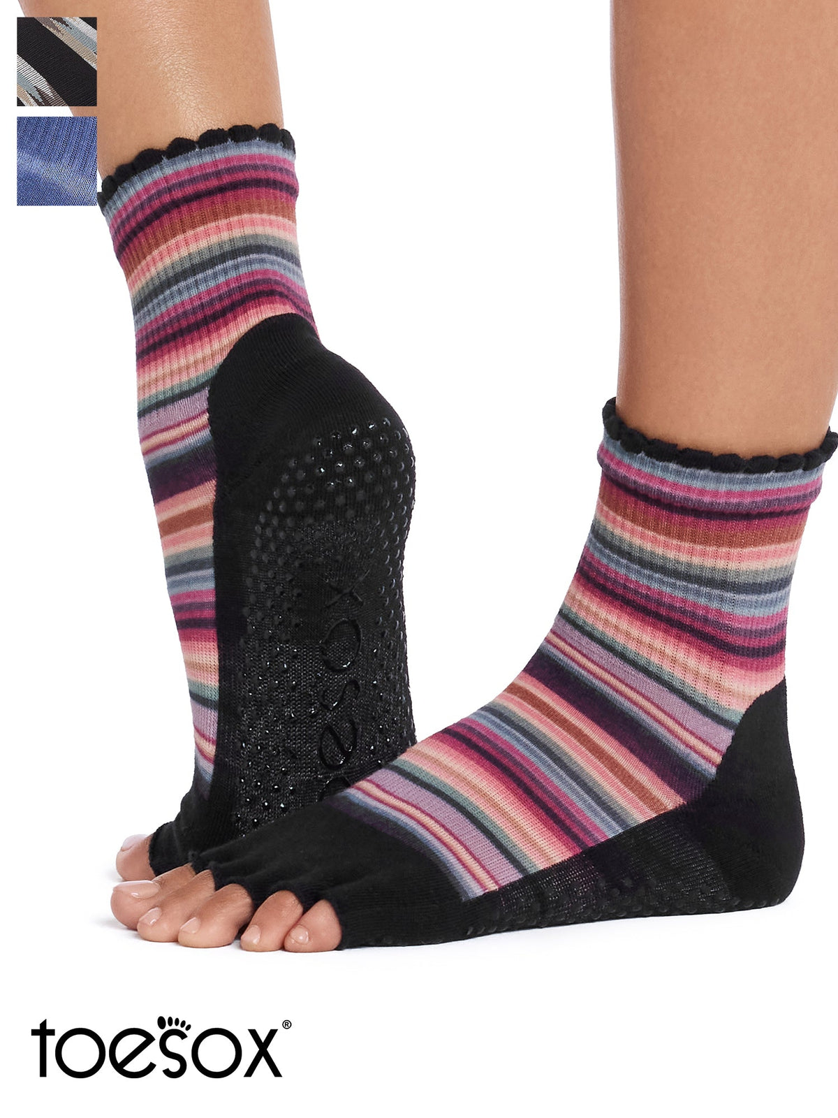 [限定SALE][ToeSox] Melody Ultra Fine Knit メロディー ウルトラファインニット（Half-Toe／つま先なし） グリップ ソックス／ ヨガ ピラティス 滑り止め付 靴下 クルー丈 26SS_D2 [EX]  26FW_D2