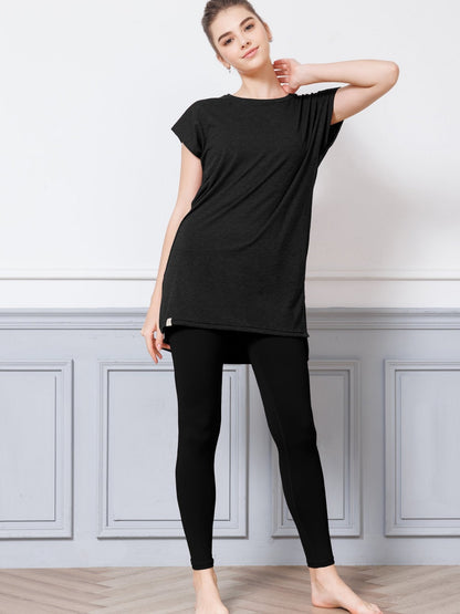 [Loopa] ルーパ サイドスリット チュニック Tee side slit tunic tee / ヨガトップス ヨガウェア Tシャツ [A] 20_1-Puravida! プラヴィダ　ヨガ ピラティス フィットネスショップ