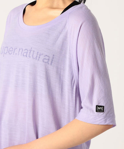 [[sn] super.natural] W リキッド フローTee スーパーナチュラル レディース ヨガウェア 半袖 ゆったり 体型カバー / 23SS SNW017217 [SOFF]-Puravida! プラヴィダ　ヨガ ピラティス フィットネスショップ