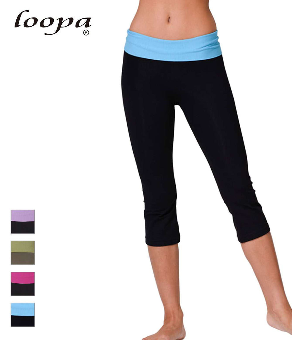 [Loopa] ルーパ コットンライクラ カプリヨガパンツ 2トーン Cotton Lycra Capri Yoga Pants 2tone / ヨガボトムス ヨガウェア [A] 10_1 - Puravida! プラヴィダ　ヨガ フィットネスショップ