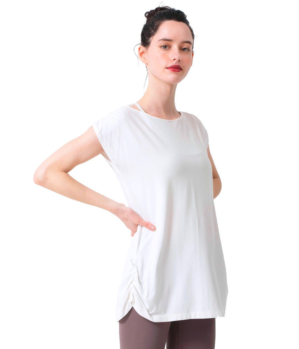 [Loopa] ルーパ ルーシュ ロング Tシャツ Yoga Roush long Tee / ヨガトップス ヨガウェア Tシャツ [A] 20_1 22SS - Puravida! プラヴィダ　ヨガ フィットネスショップ